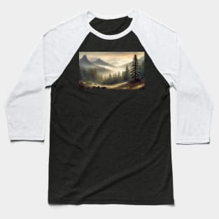 foggy fir forest Baseball T-Shirt